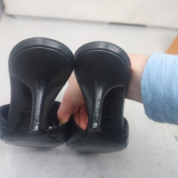 LOUIS VUITTON LV Monogram Black Embossed Revival Heel Sandal - Picture 9 of 12